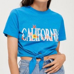 TOPSHOP Blue Floral California Crop Top